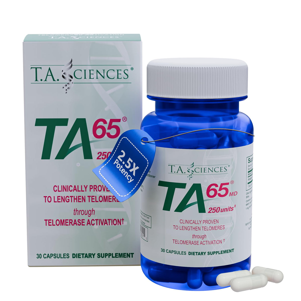 TA-65 Telomere Activation Supplement - 250 units 90 Capsules