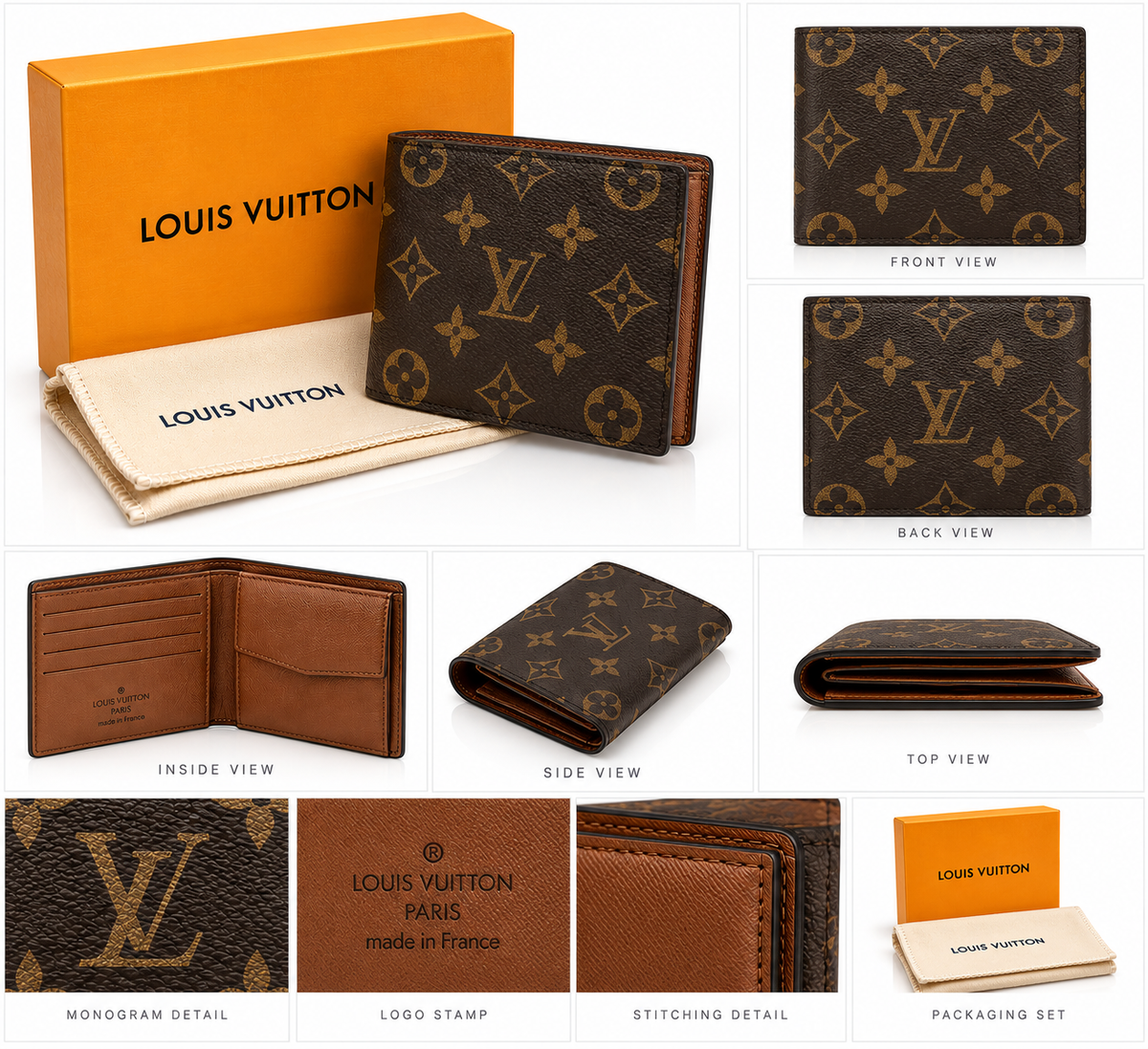 Luxury Monogram Bifold Wallet